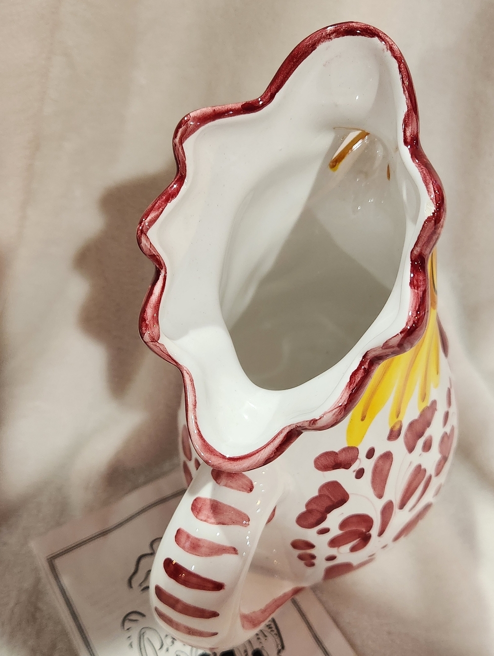 Hand Painted Ceramic Rooster Pitcher, New - Picture 5 of 9